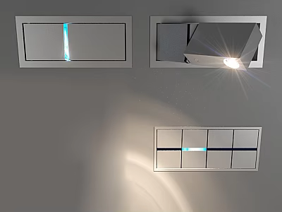 Sleek Modern Wall Lights With Recessed LED Strips And Spotlights For Interior Lighting 3d model