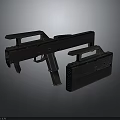 Futuristic Black Tactical Weapon Featuring Modern Modular Design And Accessory Case 3d model