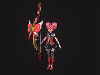 Cute little girl little girl beautiful girl warrior 3d model