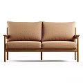 Modern Minimalist Multi Seater Sofa With Beige Fabric Cushions Striped Backrest And Wooden Frame