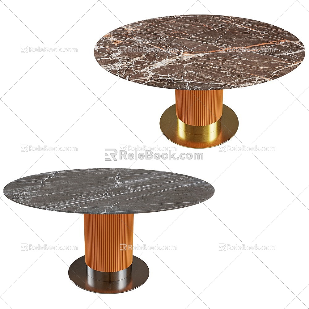 Marble round dining table 3d model