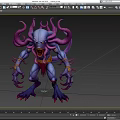 Game Movie Fantasy Monster Character With Purple Tentacles And Sharp Claws