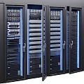 Modern Data Center Server Racks With Open Doors Internal Equipment And Network Cables 3d model