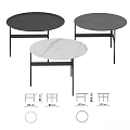 Modern Coffee Table Set With Marble Top Metal Frame Oval And Round Shapes