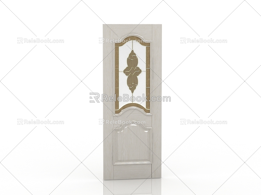 European-style solid wood door 3d model