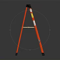 Red Metal Step Ladder with Black Top Stable Base and Safety Steps