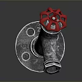Metal Pipe Fitting With Red Wheel Handle And 288 5C Markings