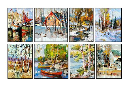 Modern Landscape Painting Landscape Decorative Painting Hanging Painting 3d model