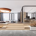 Modern Lounge Area With Floor to Ceiling Windows City View Green Wall Sofa and Armchair