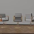 Beauty Salon Hair Styling Chairs with Modern Design Gray Black Seats and Gold Metal Frames