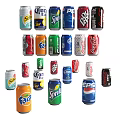 Assorted Colorful Soft Drink Cans Featuring Popular Brands And Various Designs