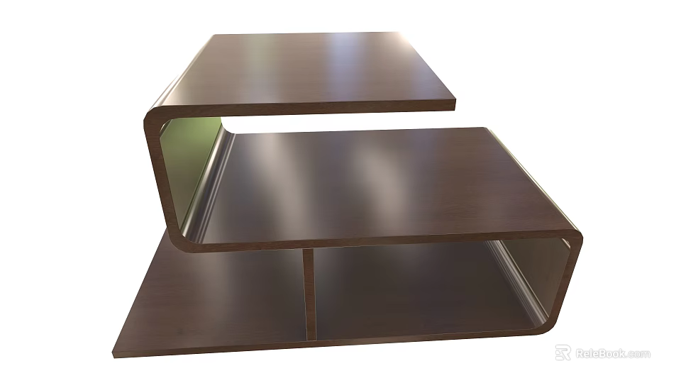 Modern Minimalist Wooden Shelving Unit With Three Tiers For Home Storage 3d model 