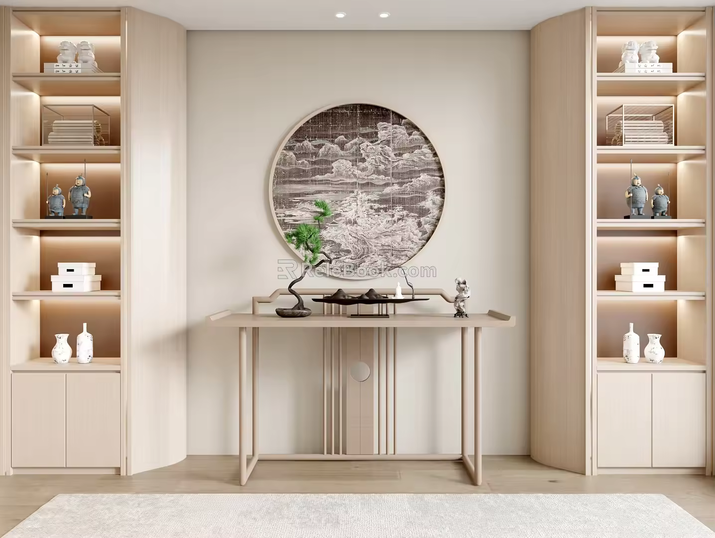 New Chinese-style Bookcase Decorative Cabinet 3d model