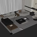 Modern Living Room L Shaped Sofa Glass Coffee Table with Floor Lamp Accent Chair Gray Rug