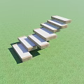 Wooden Garden Steps With White Tops On Green Grass Surface 3d model