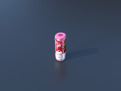Refreshing Fruit Flavored Beverage In Pink Capped Red And White Can On Dark Surface 3d model