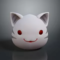 White Round Cat Shaped Decoration With Red Eyes And Smiling Face