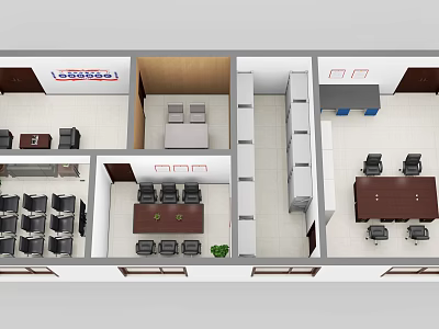 Lab Interior Layout With Meeting Tables And Seating 3d model