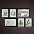 Architectural Landscape Painting Featuring Domed Building In Framed Wall Art For Home Decor