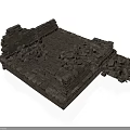 Modern Brick Structure With Damaged Sections And Scattered Loose Stones On Platform 3d model