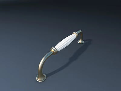 Elegant Golden Metal Handle With White Decorative Center For Cabinets 3d model