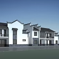 Traditional Chinese Style Buildings With White Walls Black Tiles And Overhanging Eaves