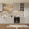 Modern Kitchen Interior Design With Upper Lower Cabinets Countertop And Appliances