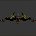 Cosmic Aerospace Camouflage Spaceship with Skull Logo and Unique Wing Design and Weaponry Elements