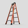 Durable Orange Ladder With Silver Steps Black Top And Non Slip Pads