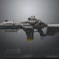 Futuristic Sci-Fi Weapon With Metallic Structure Detailed Sights And Mechanical Parts