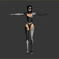 Futuristic Female Game Character With Black And Gray Armor And Visor
