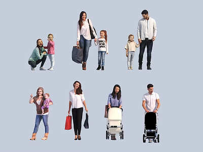 Many people children 3d model