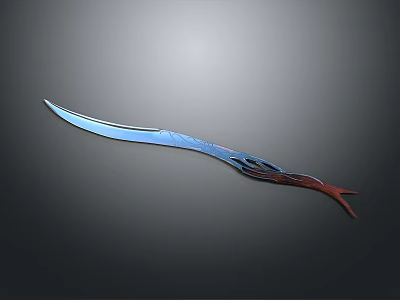 Unique Decorative Sword Weapon With Blue Blade And Red Hilt Design 3d model