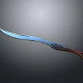 Unique Decorative Sword Weapon With Blue Blade And Red Hilt Design