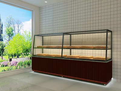 Bright Indoor Glass Display Showcase Shelving With Multiple Shelves And Wooden Base 3d model