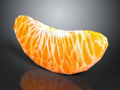 Peeled Bright Orange Segment with White Pith on Dark Background and Reflection 3d model