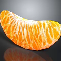 Peeled Bright Orange Segment with White Pith on Dark Background and Reflection