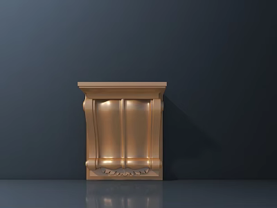 Golden Carving Decorative Piece with Intricate Patterns on Dark Background and Glossy Surface 3d model
