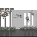 Elegant Floral Installation With White Screen And Pink White Flowers Decor