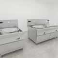 Commercial Stainless Steel Kitchen Appliances With Cooking Ranges And Control Panels