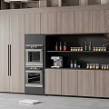 Modern Light Wood Kitchen Cabinets With Built In Ovens And Open Shelves