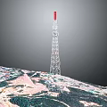 Tall Communication Equipment Tower With Steel Structure And Antenna In Landscape Terrain