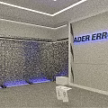 ADFER ERROR Clothing Store With White Shirts Transparent Hangers Blue Wall And Purple