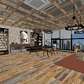 Industrial Modern Office Interior Design With Exposed Brick Walls Wooden Floors And Pendant Lights