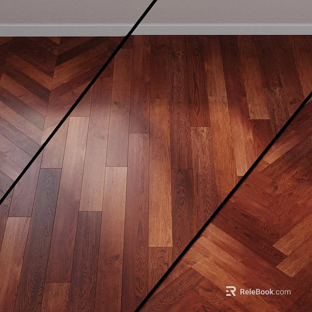 Natural Hardwood Flooring With Herringbone Pattern Straight Lay Design And Rich Wood Grain 3d model 
