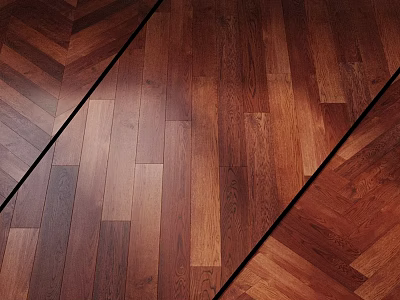 Natural Hardwood Flooring With Herringbone Pattern Straight Lay Design And Rich Wood Grain 3d model