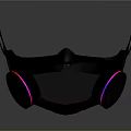 Black Face Mask With LED Purple Pink Edges And Transparent Shield Modern Design