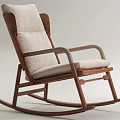 Leisure Rocking Chair With Wooden Frame And Comfortable Fabric Seat Backrest