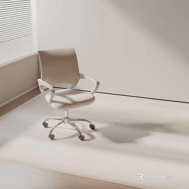 Ergonomic Modern Office Chair In Light Beige With Armrests And Swivel Wheels 3d model 