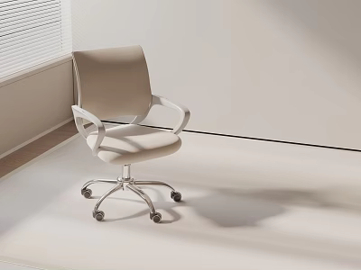 Ergonomic Modern Office Chair In Light Beige With Armrests And Swivel Wheels 3d model